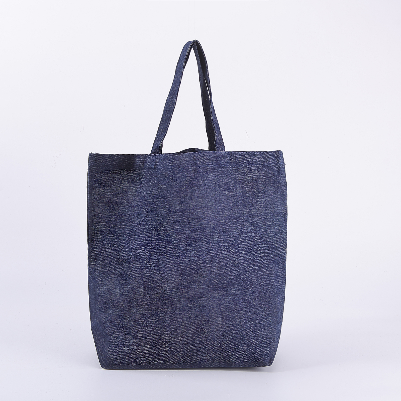 Wholesale Deep Blue Denim Tote Bag Durable Washable Dirt-Resistant Fashion Shopping Bag Cotton Lining Unisex