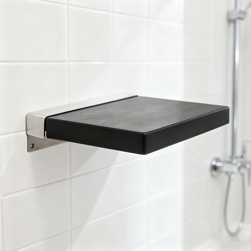 Luxury OEM TONGXIN Brand Soft Closing System Stainless Steel Aluminium Foldable Square Shower Seat Modern Style Bathroom Room