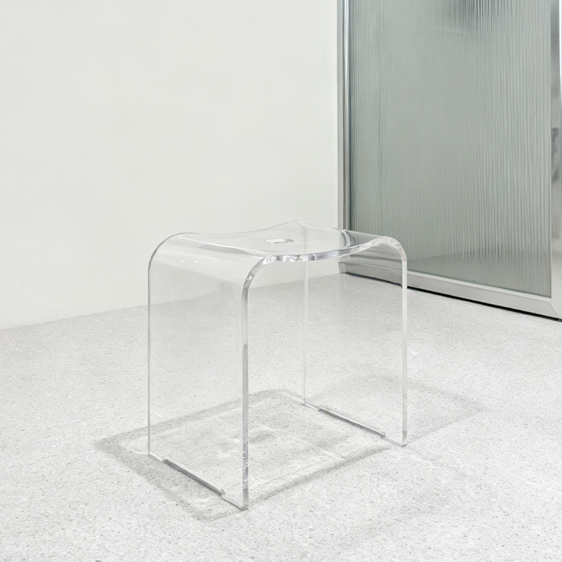 Acrylic Shower Stool - Modern Transparent Bathroom Bench, Lightweight Shower Seat