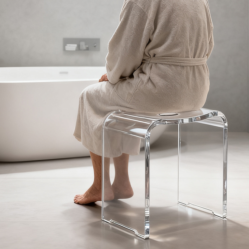 Solid Surface Pure Acrylic Bathroom Toilet Stool Shower Bench for Wholesale Accessory Supply