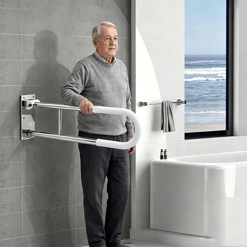 PU 304 Stainless Steel Rust Resistant Non-Slip Handrail for Bathroom Hospital Nursing Home Elderly Safety
