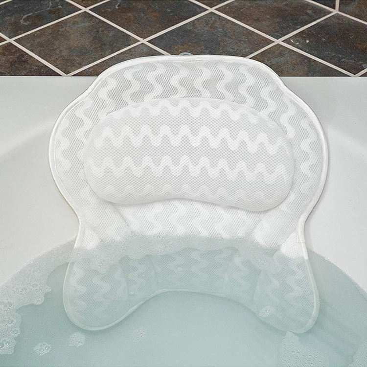 Hot Sale 4D Soft Comfort Universal Bathtub Accessory-Non-Slip Suction Cups Bath Pillow Headrest Body Support