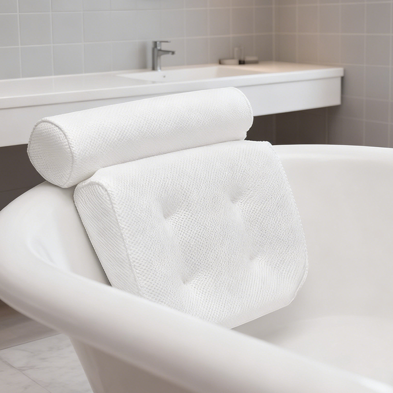Modern Black White 3D Mesh Air Bath Pillow Ergonomic Design Quick-Dry Breathable 4D Material for Neck for Bathroom Travel
