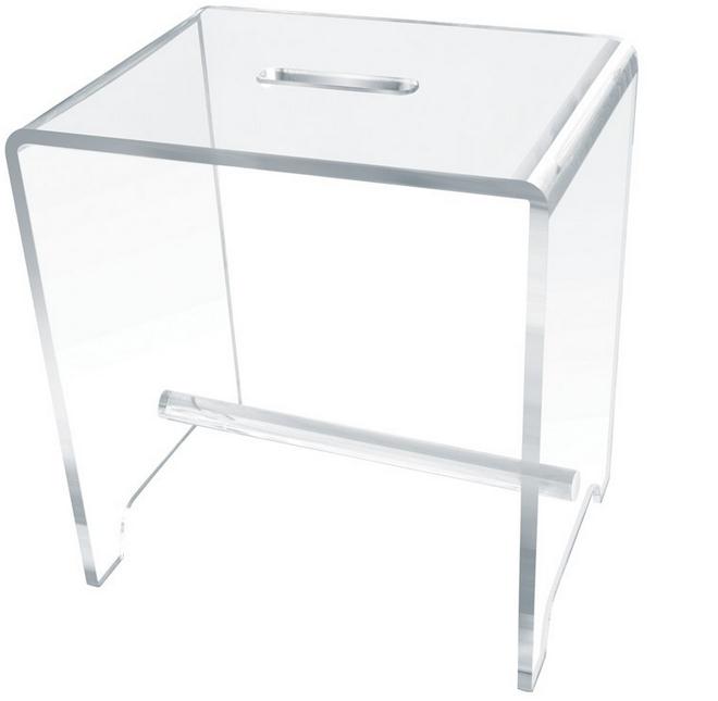 Factory Wholesale Transparent Free Standing Acrylic Seat Stool Chair Bench for Bathroom Fitting Room