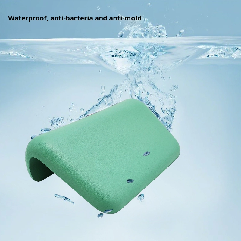 Modern Anti-Slip Bathing Neck Pillow with No-Punch Soft Waterproof Moisture-Proof Wooden Barrel Backrest Made PU Mesh for Hotels