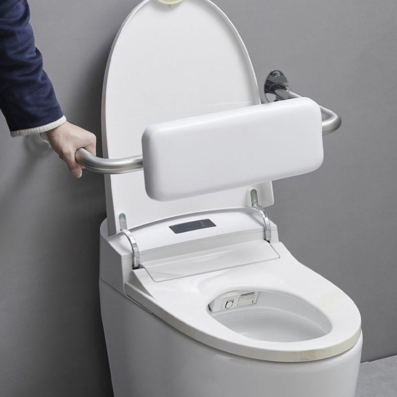 Hospital-Grade Stainless Steel Frame Foldable Elderly Toilets Soft Padded Backrest Anti-Slip Handrail Grab Bars for Bathroom Use