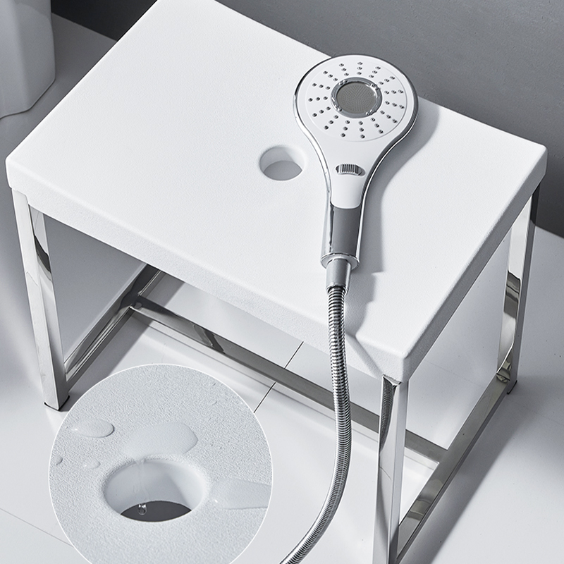 Modern Non-Slip Stainless Steel Wall-Mounted Rectangle Shower Stool for Pregnant Women and Elderly in Bathroom