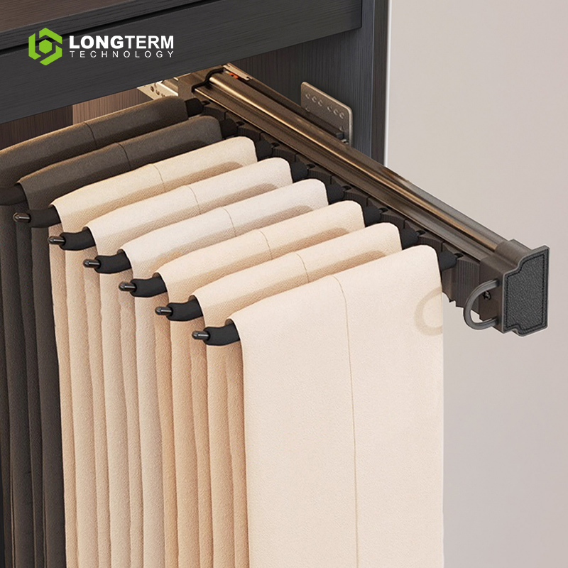 Cushioning Side Mounted Pants Rack, Wardrobe & Cloakroom Storage Organizer Accessories