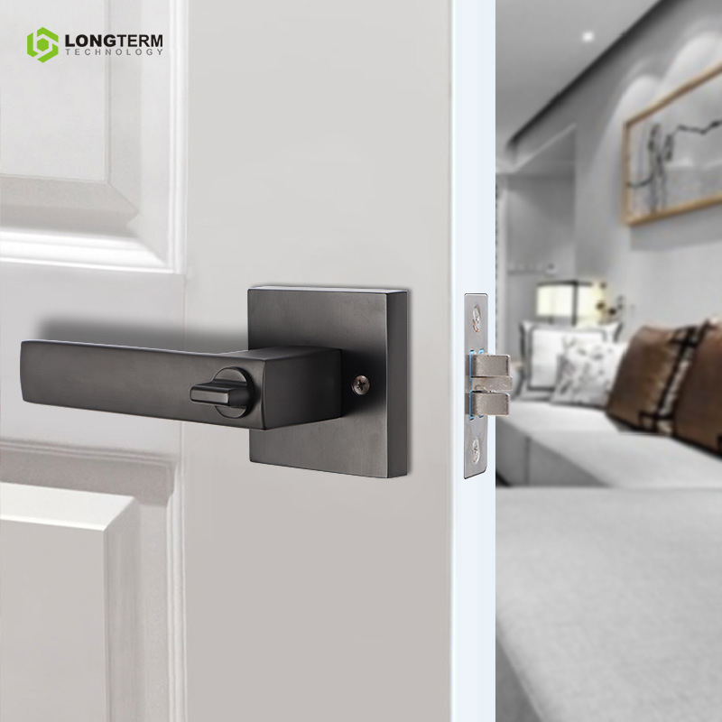 Modern Privacy Lever Lock Set for Interior Doors - Matte Black/Gold/Silver, Zinc Alloy