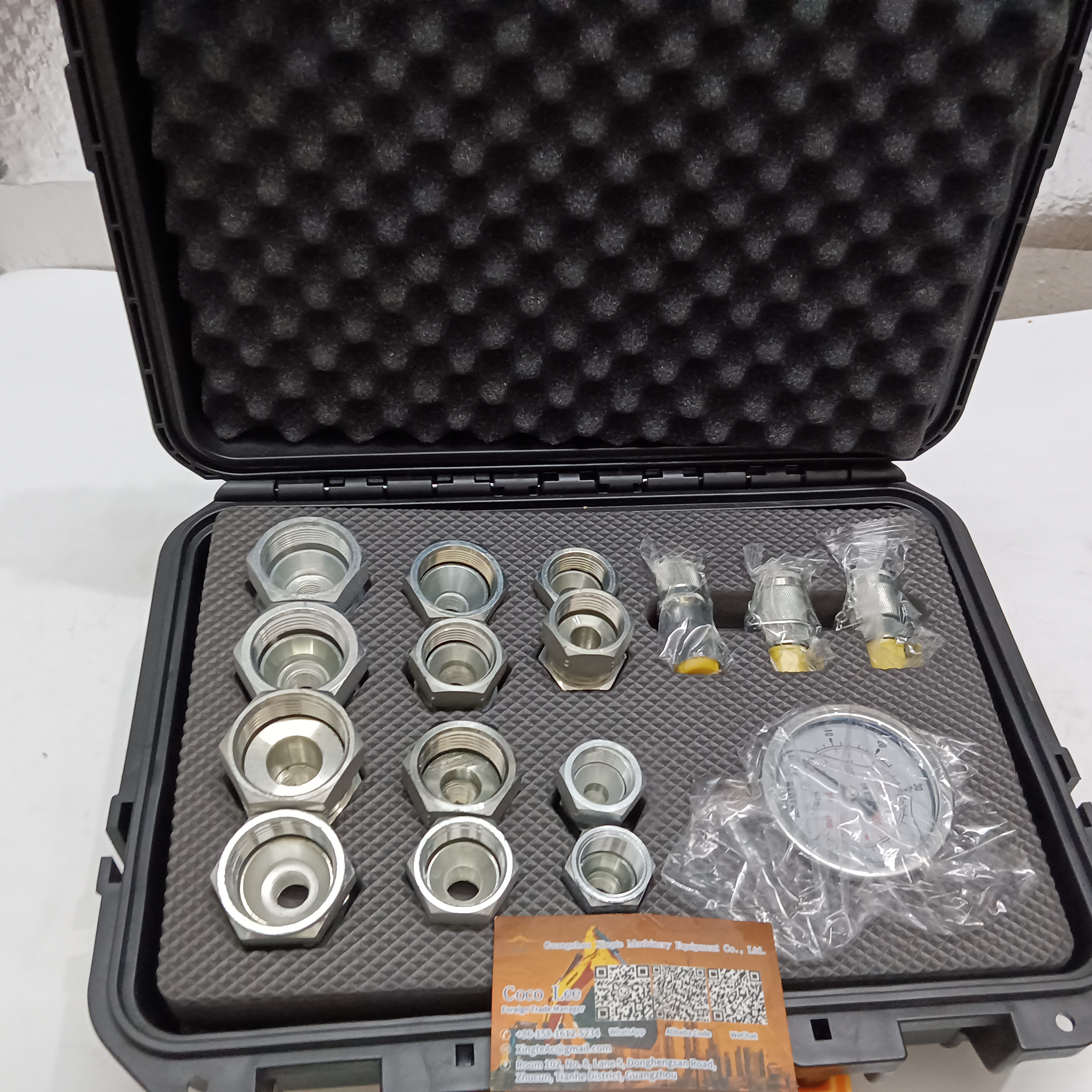 Excavator Part Hydraulic Pressure Gauge 3 Gauge Kit with Tee Connector Set and Tee Connector Box